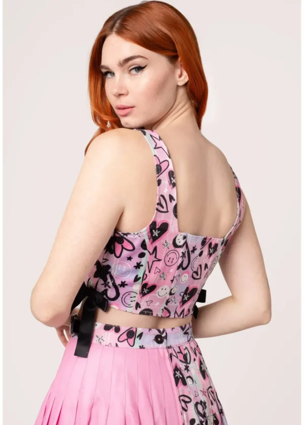 Hell Bunny x Smiley Robbie Corset Top Multicolour