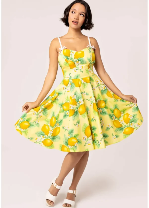 Hell Bunny Zesty Lemon 50's Swing Dress Yellow
