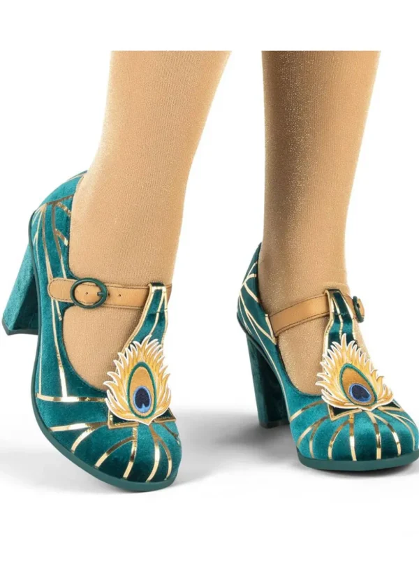 Hot Chocolate Design Peacock Pumps Teal Blue