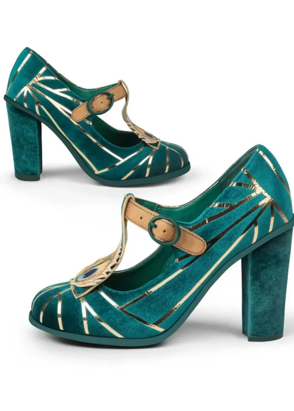Hot Chocolate Design Peacock Pumps Teal Blue