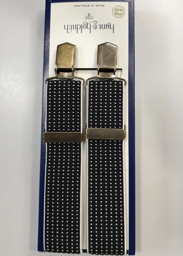 Hunt & Holditch Mini Dot Antique Golden Clips Braces Black White