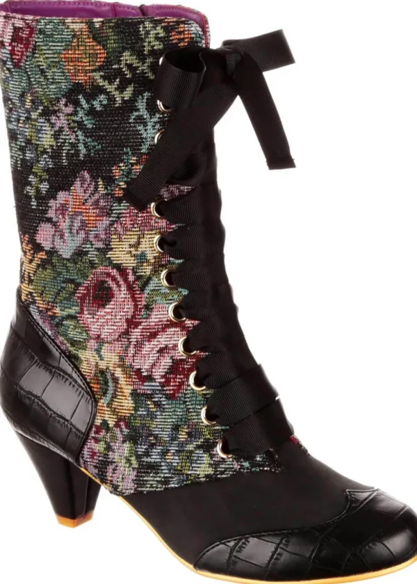Irregular Choice Bed of Roses Lost Lover 40's Boots Black