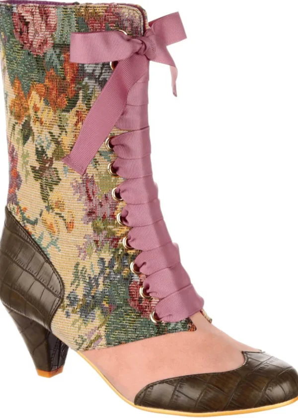 Irregular Choice Bed of Roses Lost Lover 40's Boots Green