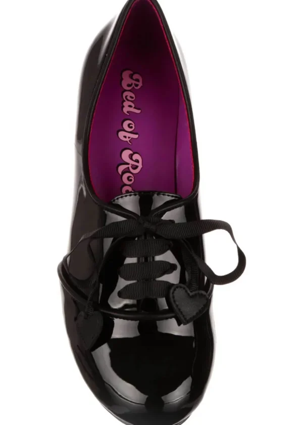 Irregular Choice Bed of Roses Dear Dolly Patent Pumps Black