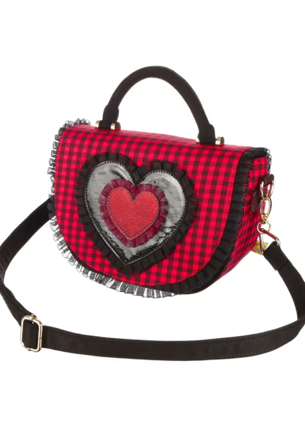 Irregular Choice Easy Breezy Hearts Cinch Bag Black Red