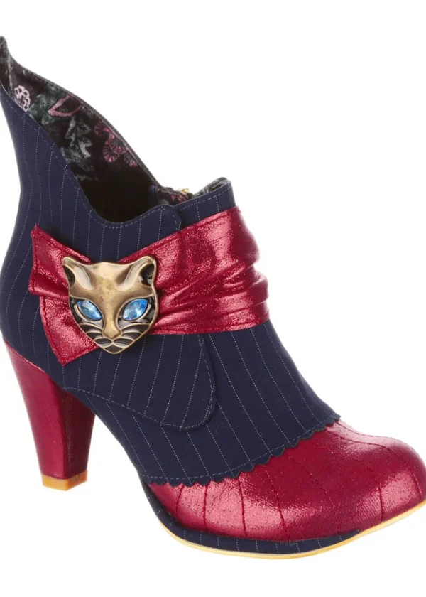 Irregular Choice Miaow Cat Boots Navy Red
