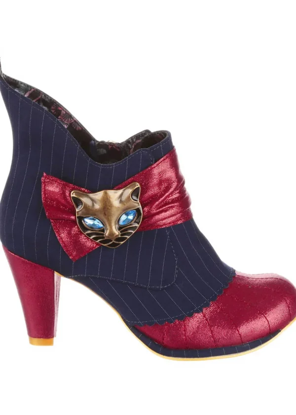 Irregular Choice Miaow Cat Boots Navy Red