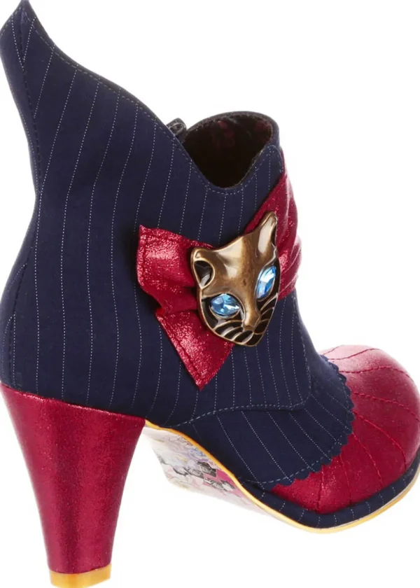 Irregular Choice Miaow Cat Boots Navy Red