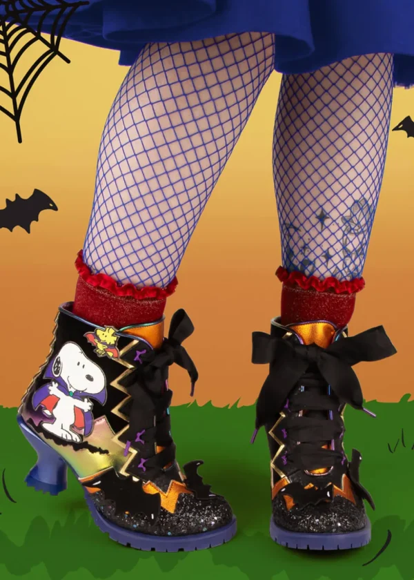 Irregular Choice x Peanuts It's The Great Pumpkin Ankle Boots Black