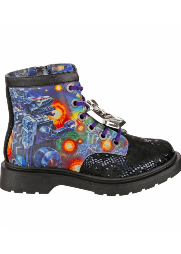 Irregular Choice x Transformers Battle Ready Boots Blue Purple