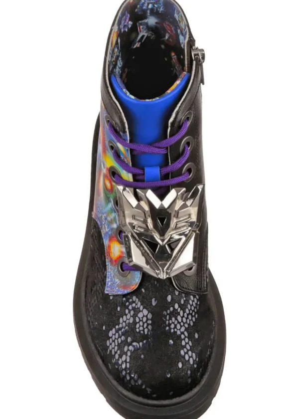 Irregular Choice x Transformers Battle Ready Boots Blue Purple