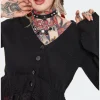 Jawbreaker Distressed Hem 80's Cardigan Black