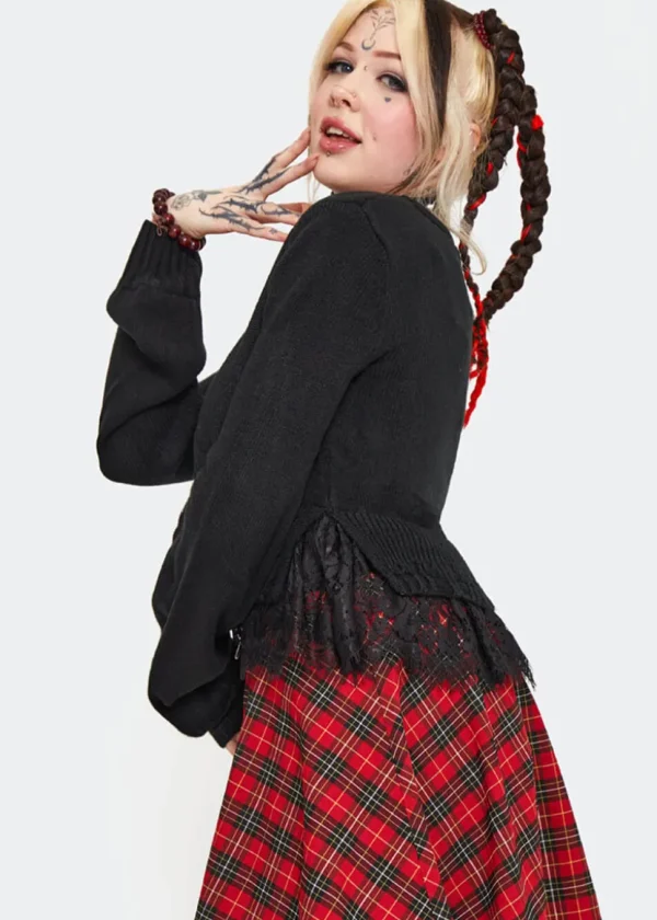 Jawbreaker Distressed Hem 80's Cardigan Black