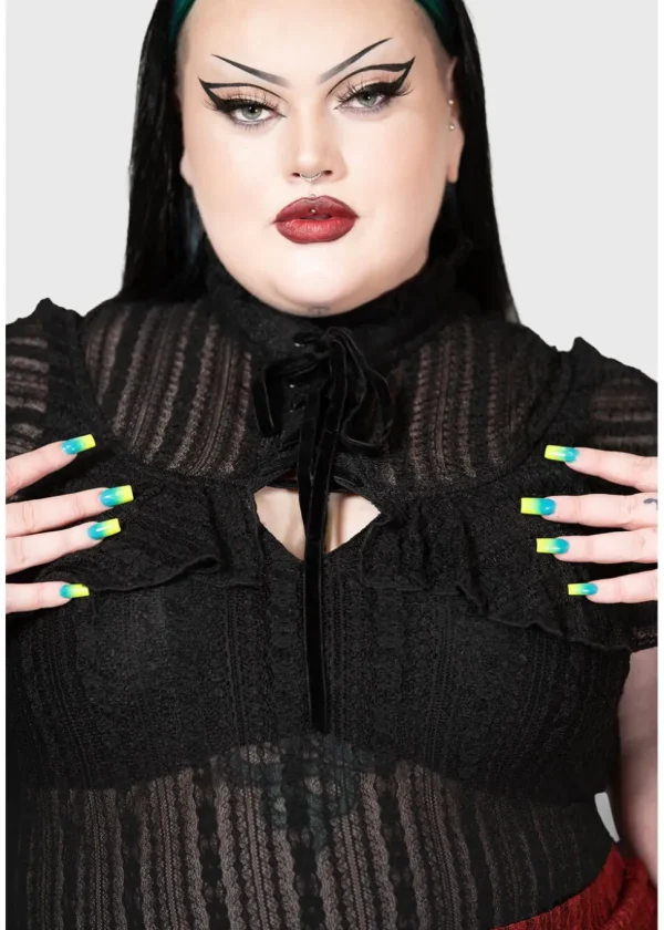 Killstar Atala's Night Lace Top Black