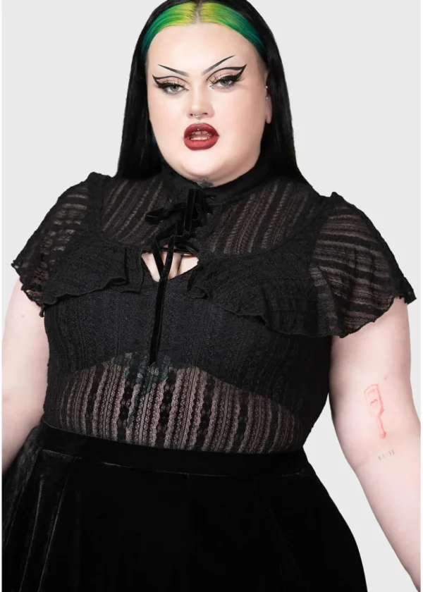 Killstar Atala's Night Lace Top Black
