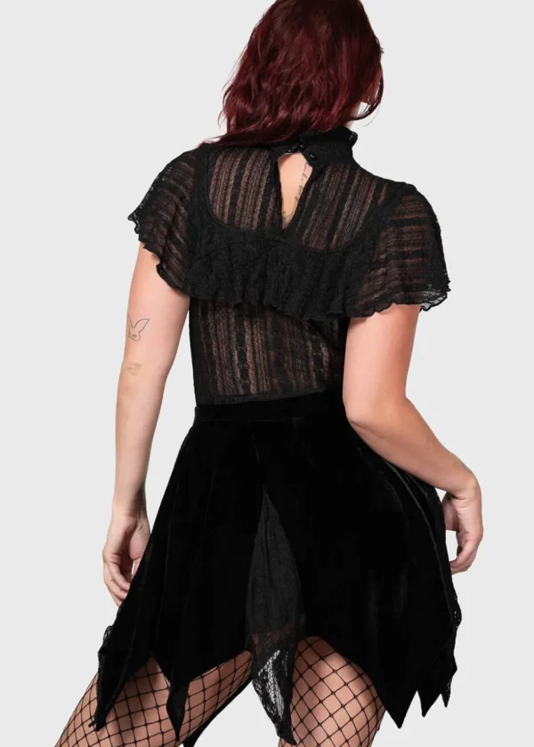 Killstar Atala's Night Lace Top Black