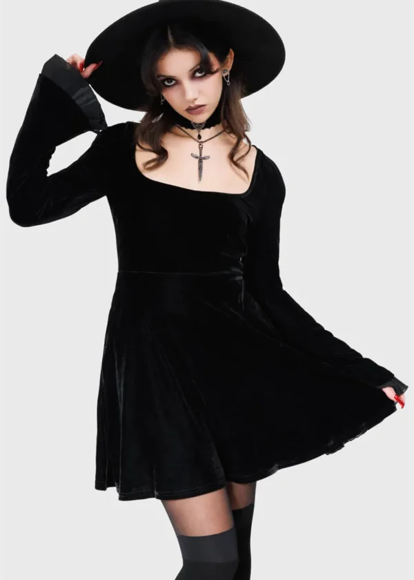 Killstar Beatrix Velvet Dress Black