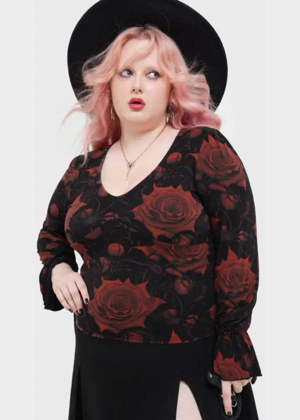 Killstar Blood Rose Top Black Red