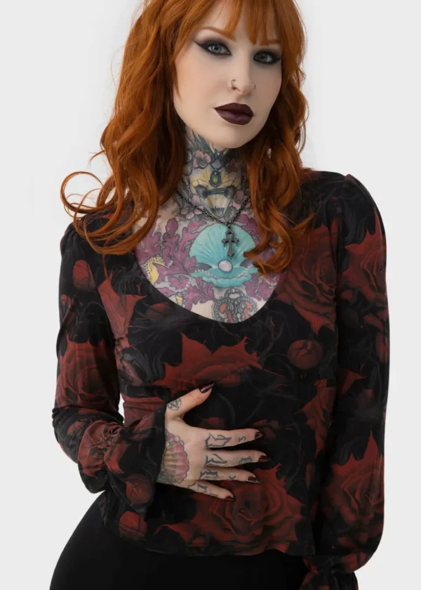 Killstar Blood Rose Top Black Red