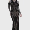 Killstar Catacomb Skeleton Maxi Dress Black