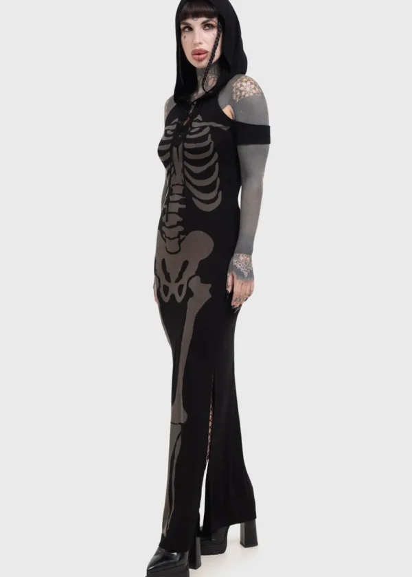 Killstar Catacomb Skeleton Maxi Dress Black