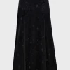 Killstar Coma Star Velvet Maxi Skirt Black