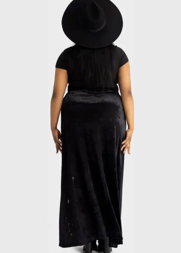 Killstar Coma Star Velvet Maxi Skirt Black