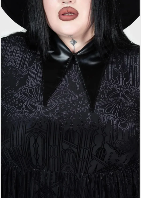 Killstar Convent Cutie Velvet Mini Dress Black