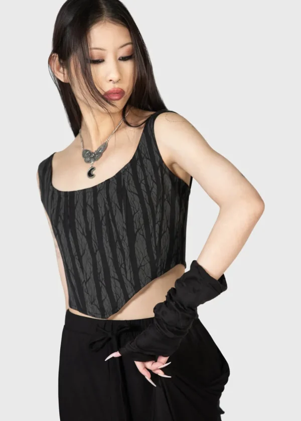 Killstar Fearful Forest Corset Top Black