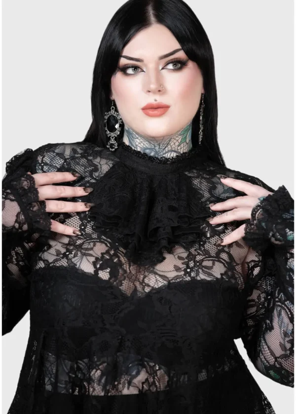 Killstar Fickle Feud Lace Blouse Black