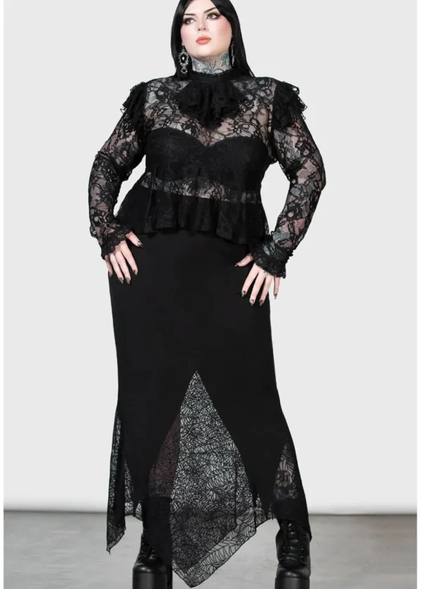 Killstar Fickle Feud Lace Blouse Black
