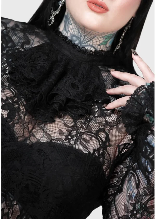 Killstar Fickle Feud Lace Blouse Black