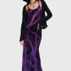 Killstar Forest Knit Maxi Dress Black Purple