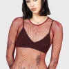 Killstar Hellrazor Fishnet Top Burgundy