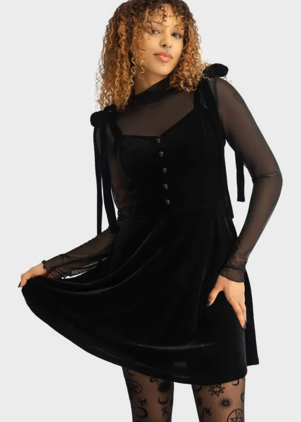 Killstar Illusionary Velvet Dress Black
