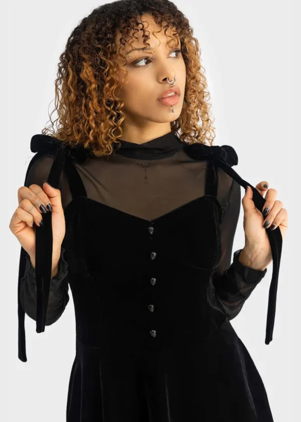 Killstar Illusionary Velvet Dress Black