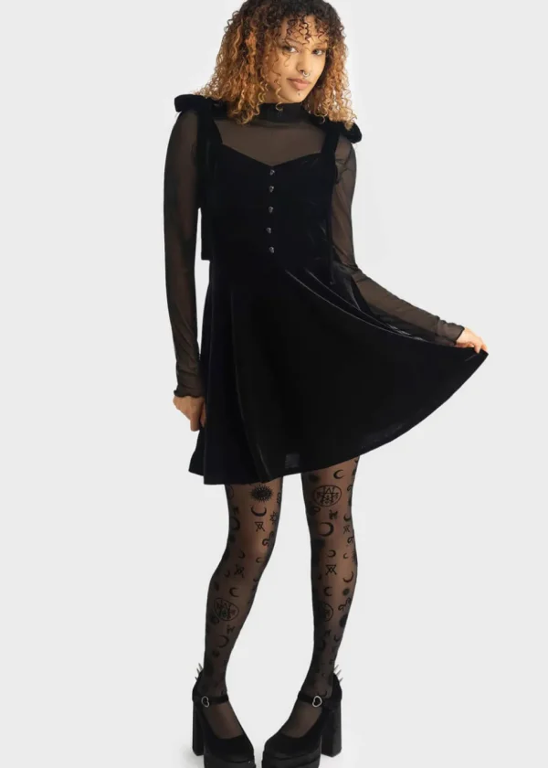 Killstar Illusionary Velvet Dress Black