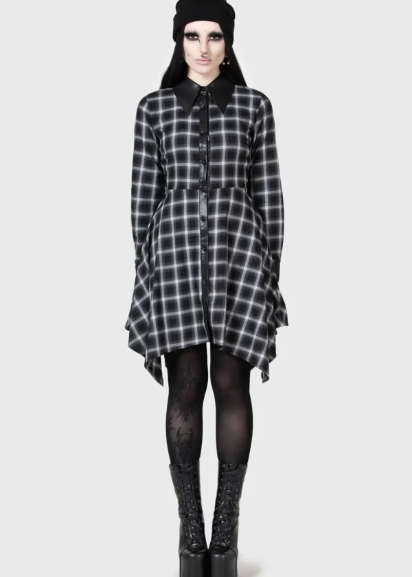 Killstar Kihilist Artem Check Shirt Dress Black