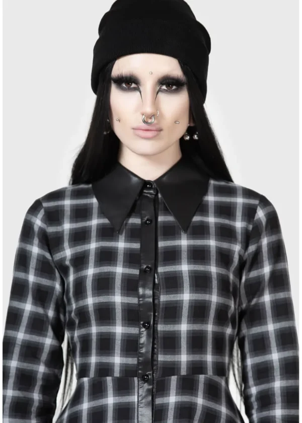 Killstar Kihilist Artem Check Shirt Dress Black