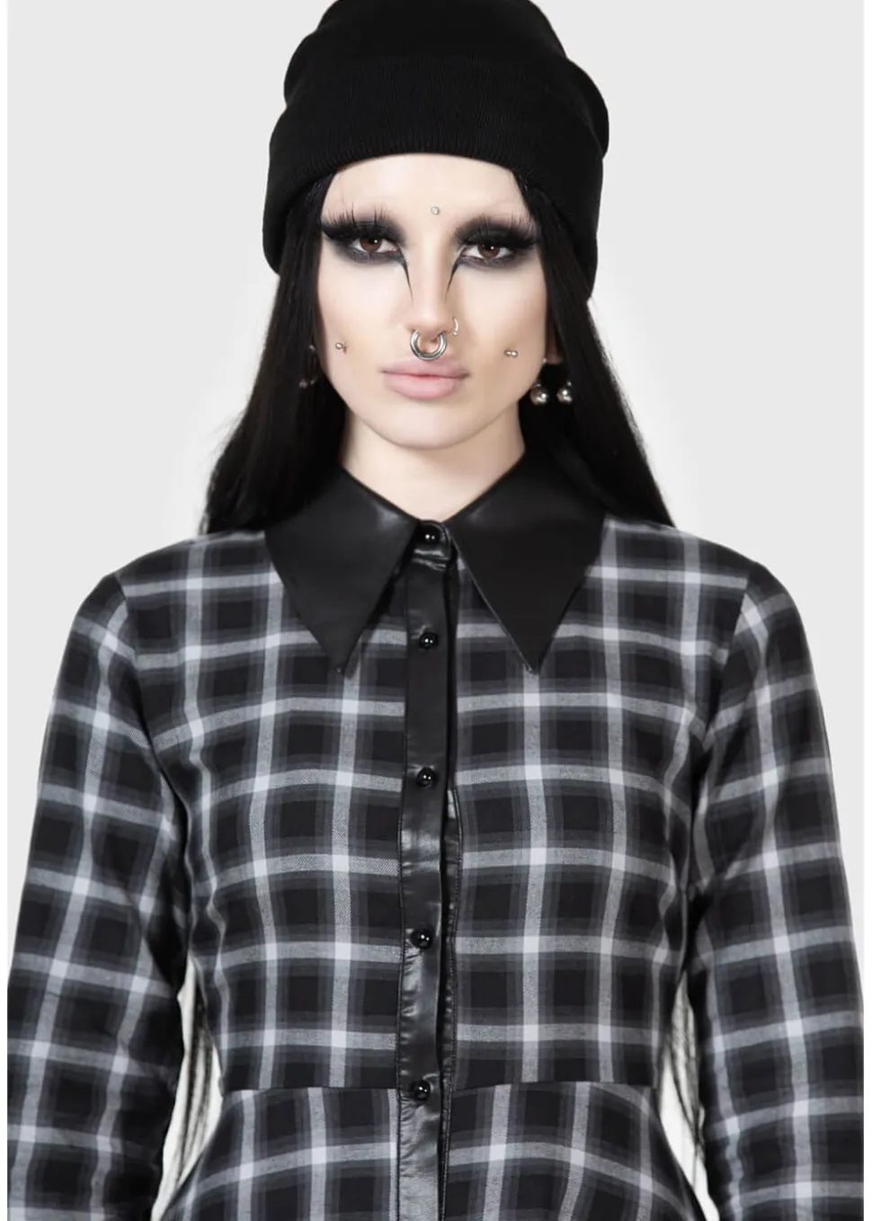 killstar_kihilist_artem_c_1.webp Killstar Kihilist Artem Check Shirt Dress Black