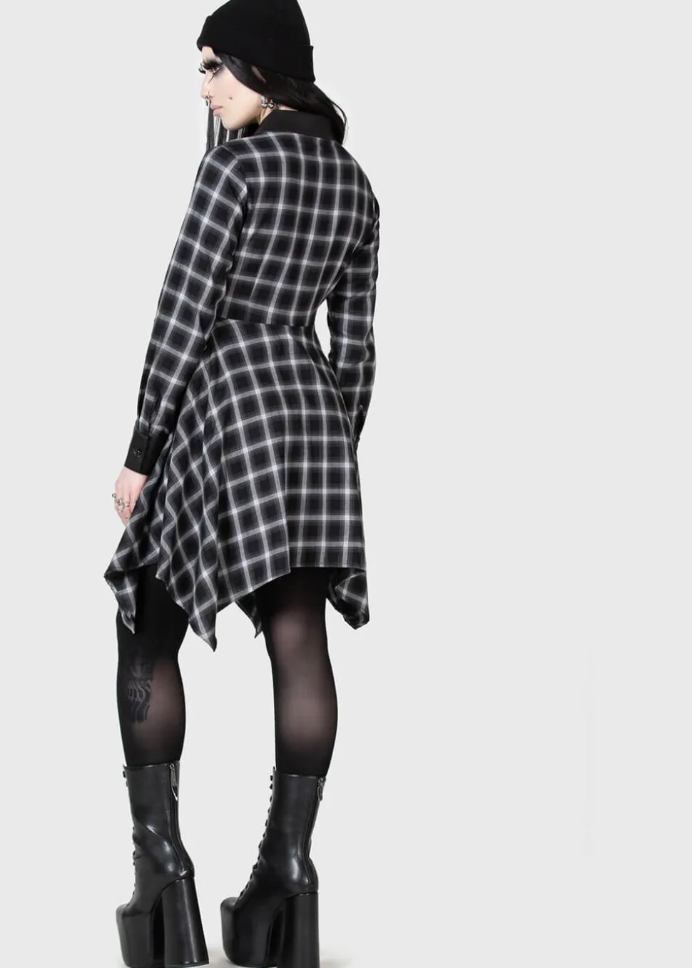 killstar_kihilist_artem_c_2.webp Killstar Kihilist Artem Check Shirt Dress Black