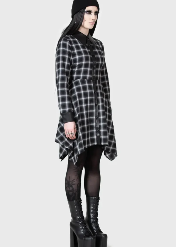 Killstar Kihilist Artem Check Shirt Dress Black