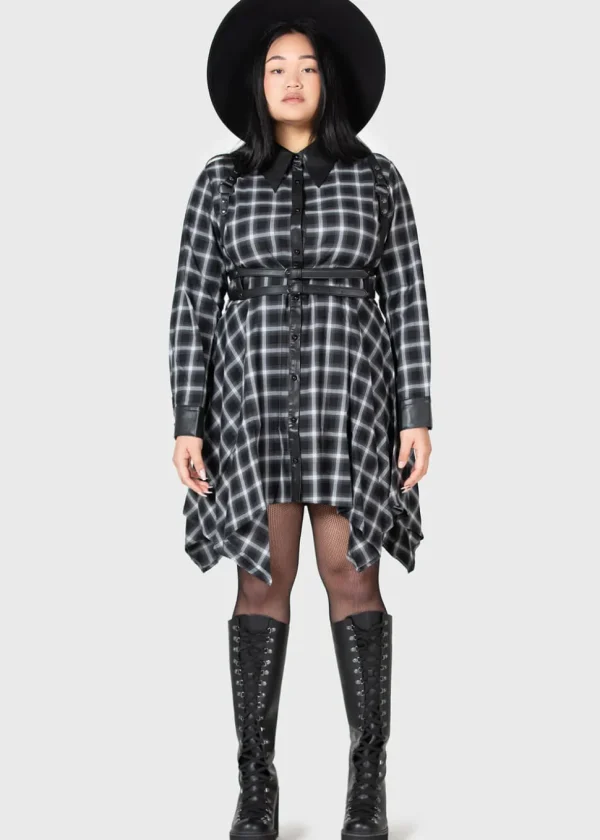 Killstar Kihilist Artem Check Shirt Dress Black