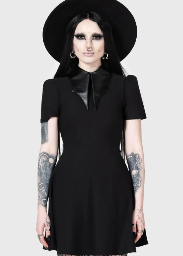 Killstar Kihilist Chapel Collar Skater Dress Black