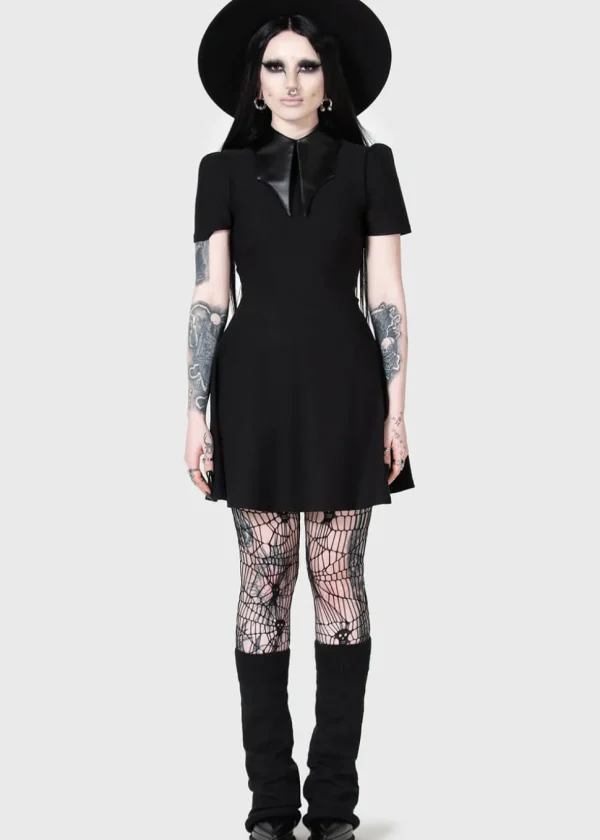 Killstar Kihilist Chapel Collar Skater Dress Black