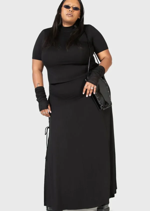 Killstar Kihilist Secretly Weep Maxi Skirt Black