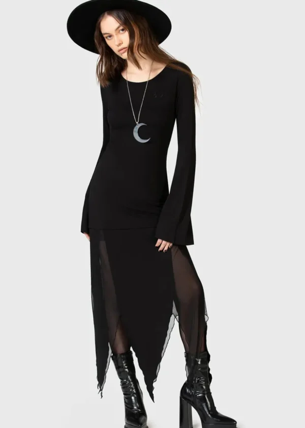 Killstar Kihilist The Grimmer The Better Midi Skirt Black
