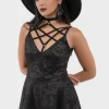 Killstar Magica Black Lily Skater Dress Black