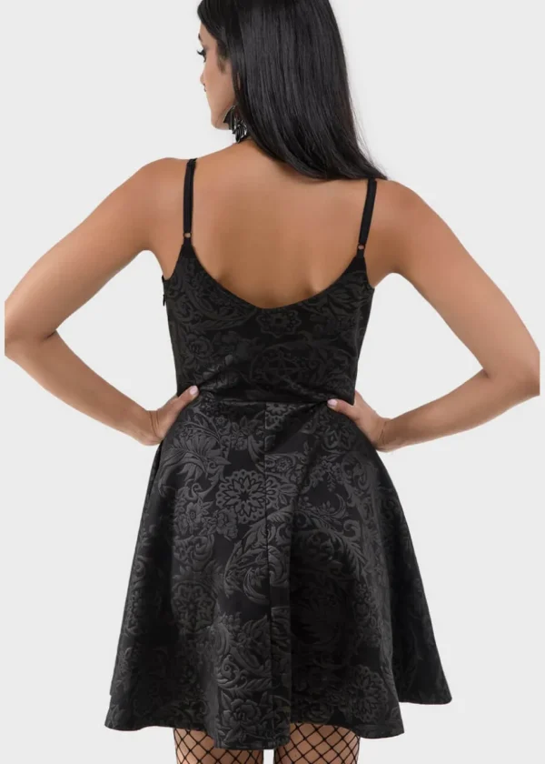 Killstar Magica Black Lily Skater Dress Black
