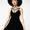 Killstar Magica Velvet Pentagram Skater Dress Black
